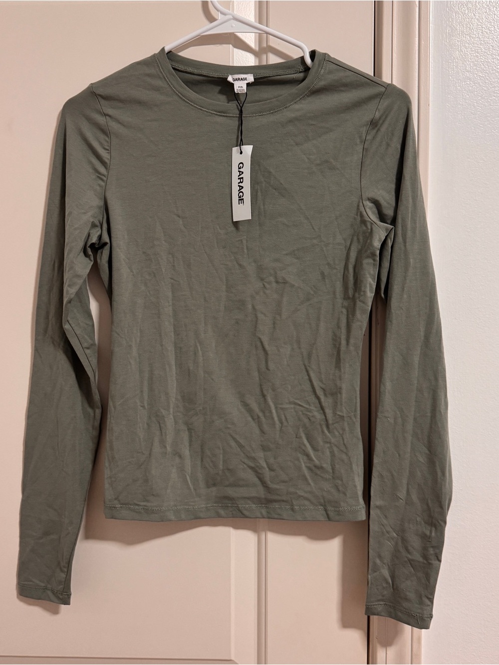 Garage Olive Green Long Sleeve Crewneck Top